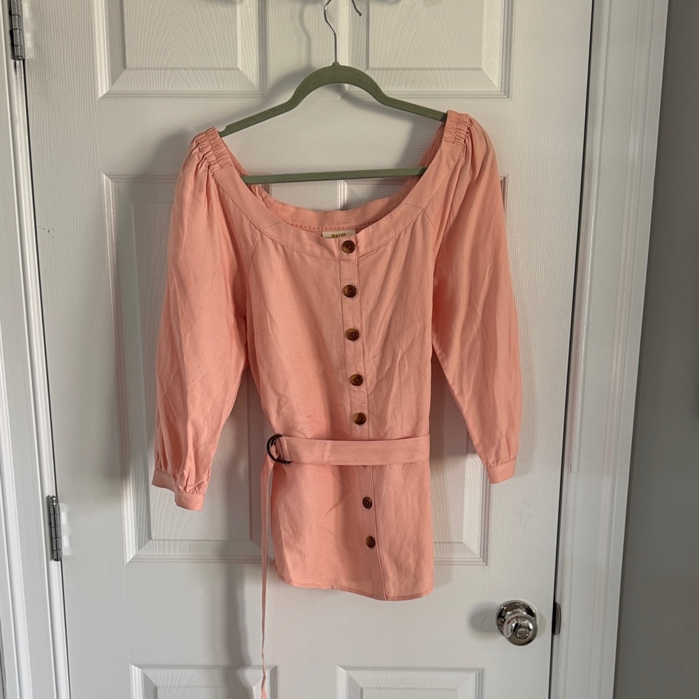 Maeve Peach Button-Down Blouse